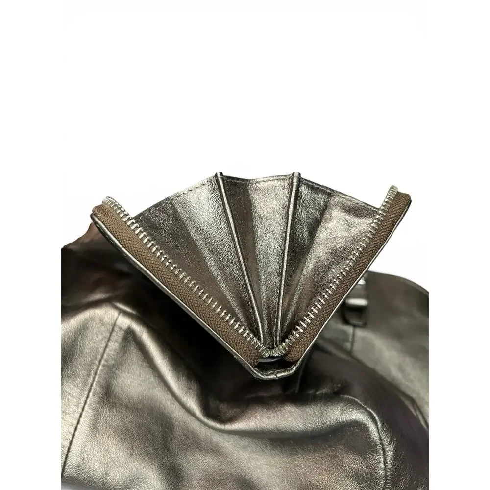 COACH Madison Metallic Pewter Leather 15958 Bag & Matching Wallet Set